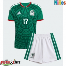 Camiseta México Orbelin Pineda #17 Primera Equipación para niños Mundial 2026 manga corta (+ pantalones cortos)